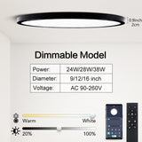 Ultra-thin Dimmable LED Ceiling Panel light Smart APP/Remote Control 