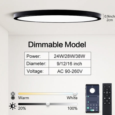 Ultra-thin Dimmable LED Ceiling Panel light Smart APP/Remote Control 