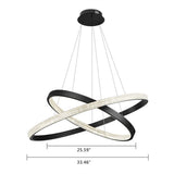 Modern 2 LED Circular Rings Crystal Pendent Light 3000K Single Color for Living Room