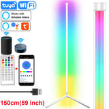 59 inch Corner Floor Lamp Dimmable APP Control Standing Lamps Remote LED RGB Light for Bedroom Decor Living Room Indoor Lighting