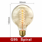 Retro Edison Bulb E27 220V 40W Light Bulb A60 ST58 ST64 T10 T45 T185 G80 G95 Filament Vintage Ampoule Incandescent Spiral Lamp