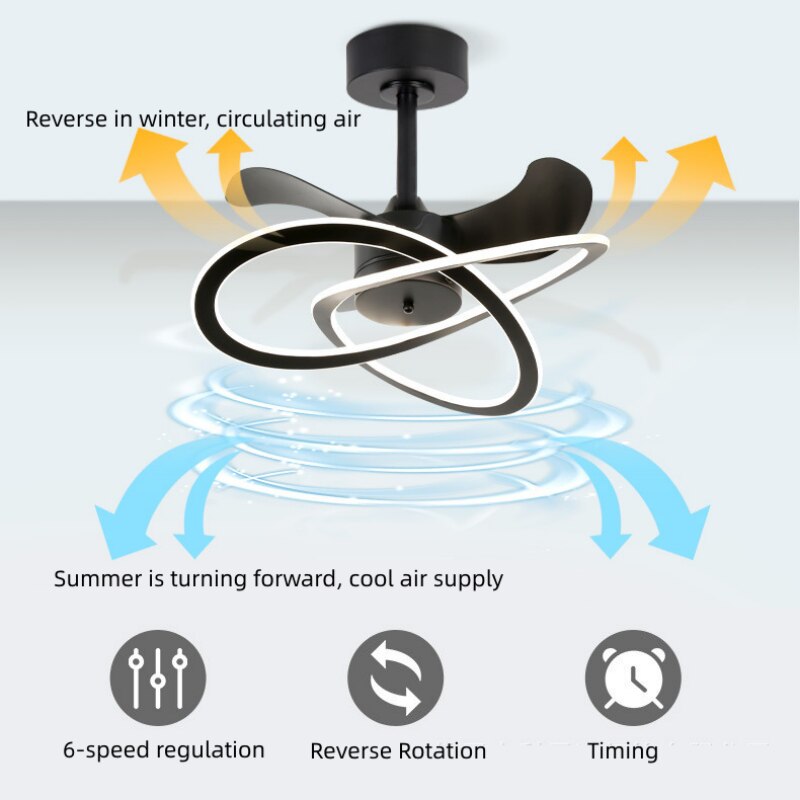 Pendant Ceiling Lights Fans LED Chandelier Home Decoration Lamp Retro Remote Control For The Living Room Bedroom Ventilation