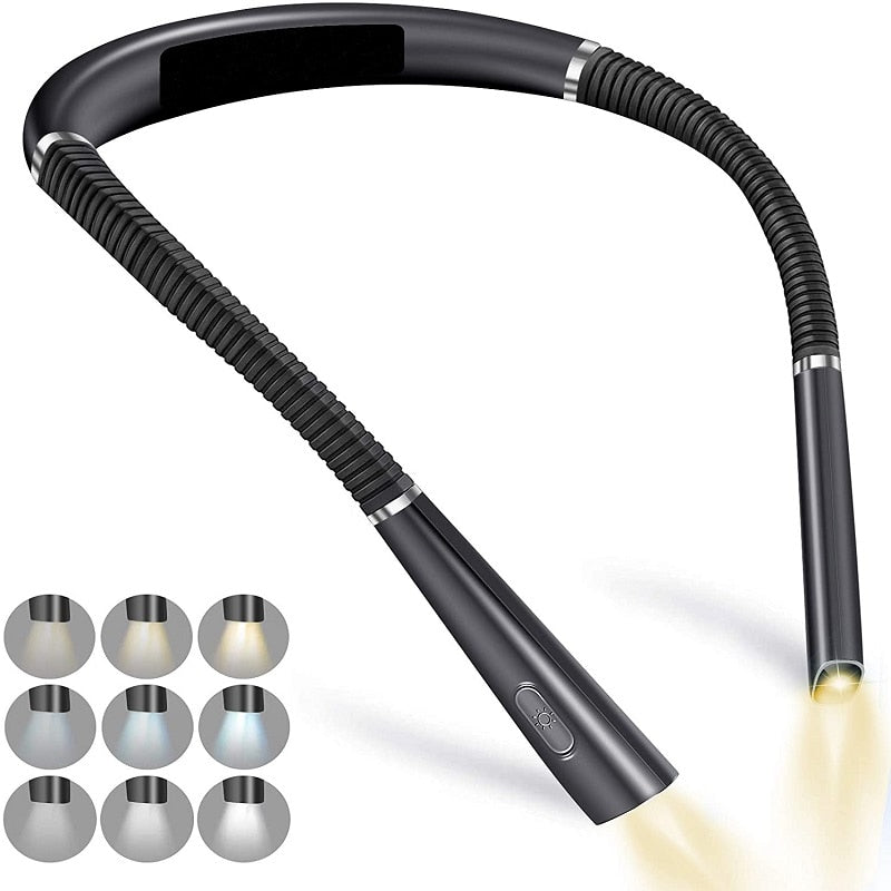 Neck Reading Light Novelty Flexible Neck Lights Handsfree Book Light Hanling Read Lamp Portable USB Rechargeable Book Lighting