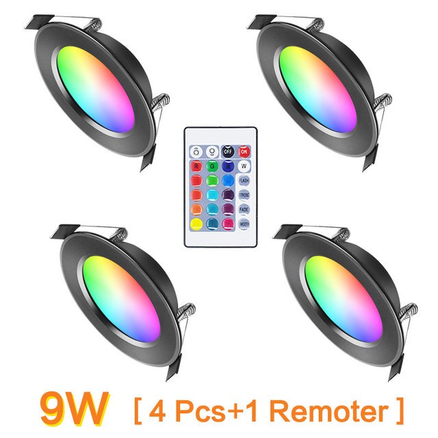 Smart LED RGB Downlight with Remote Control Ceiling Indoor Lights Dimming Round Spot Lamp 7W 9W Warm Cool Light Work Home