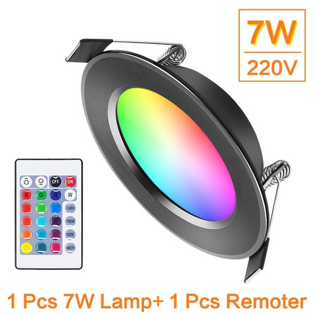 Smart LED RGB Downlight with Remote Control Ceiling Indoor Lights Dimming Round Spot Lamp 7W 9W Warm Cool Light Work Home