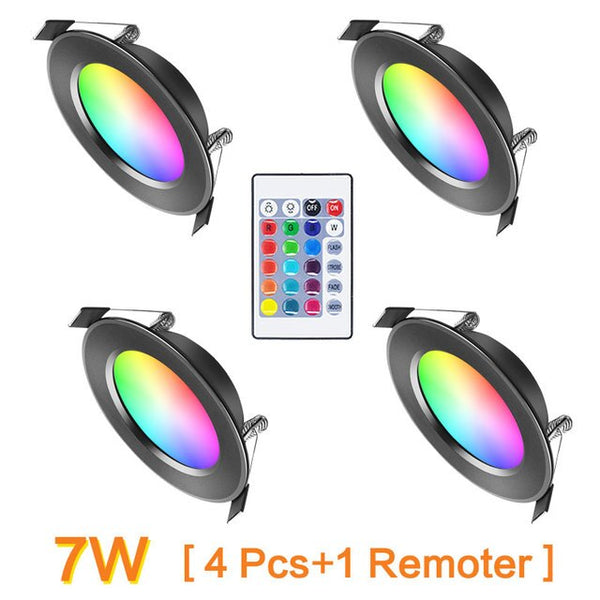 Remote Controlled Downlight Smart LED RGB Downlight with Remote Control Ceiling Indoor Lights Dimm ...