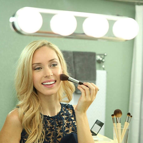 1Pc Portable 4 LED Bulbs Makeup Mirror Light Wall-mounted Battery Powered Dressing Table Vanity Lamp