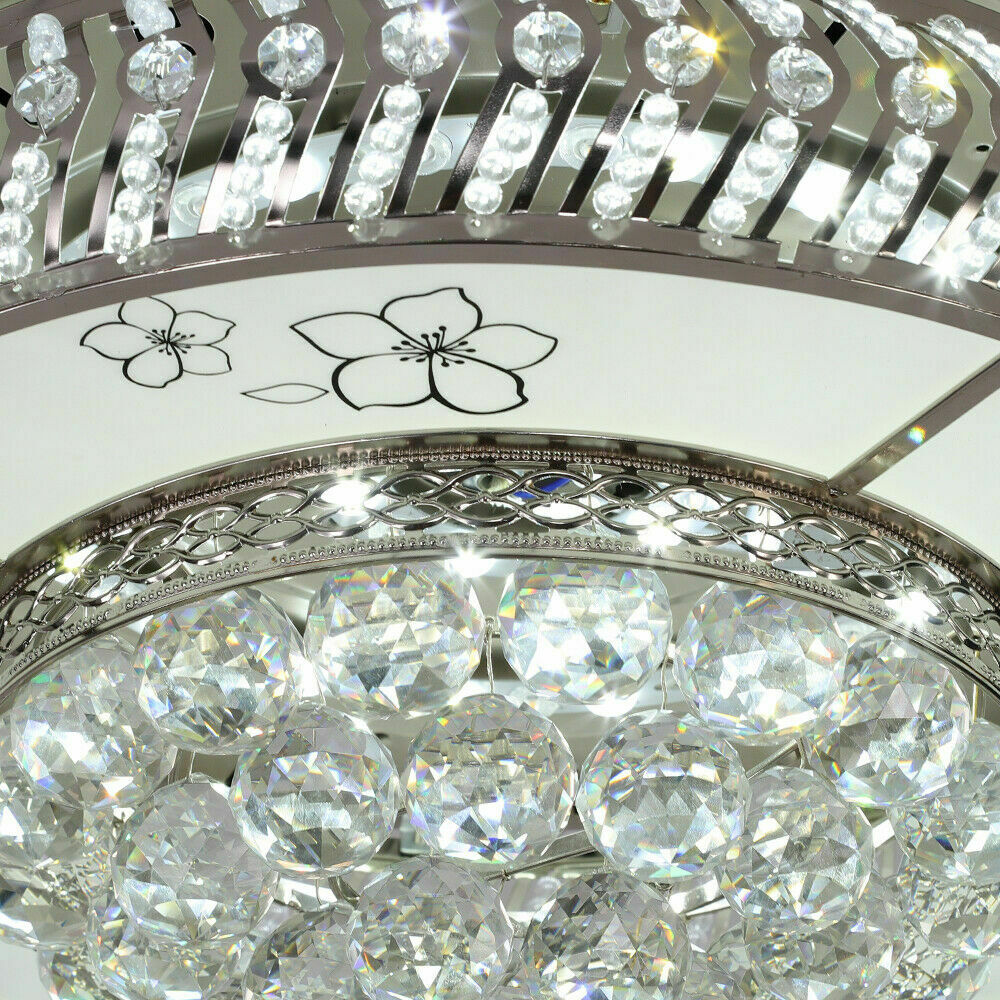 Modern Crystal Invisible Ceiling Fan Light with Remote Control Chandelier for Living Room Application