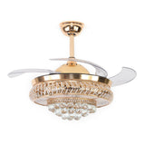 Modern Crystal Invisible Ceiling Fan Light with Remote Control Chandelier for Living Room Application