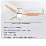 Modern Led Ceiling Fan Without Lights DC Motor 6 Speeds Timing Fans 20CM Low Floor Loft Remote Control Decorative Fan With Light