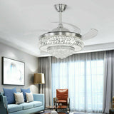 Modern Crystal Invisible Ceiling Fan Light with Remote Control Chandelier for Living Room Application