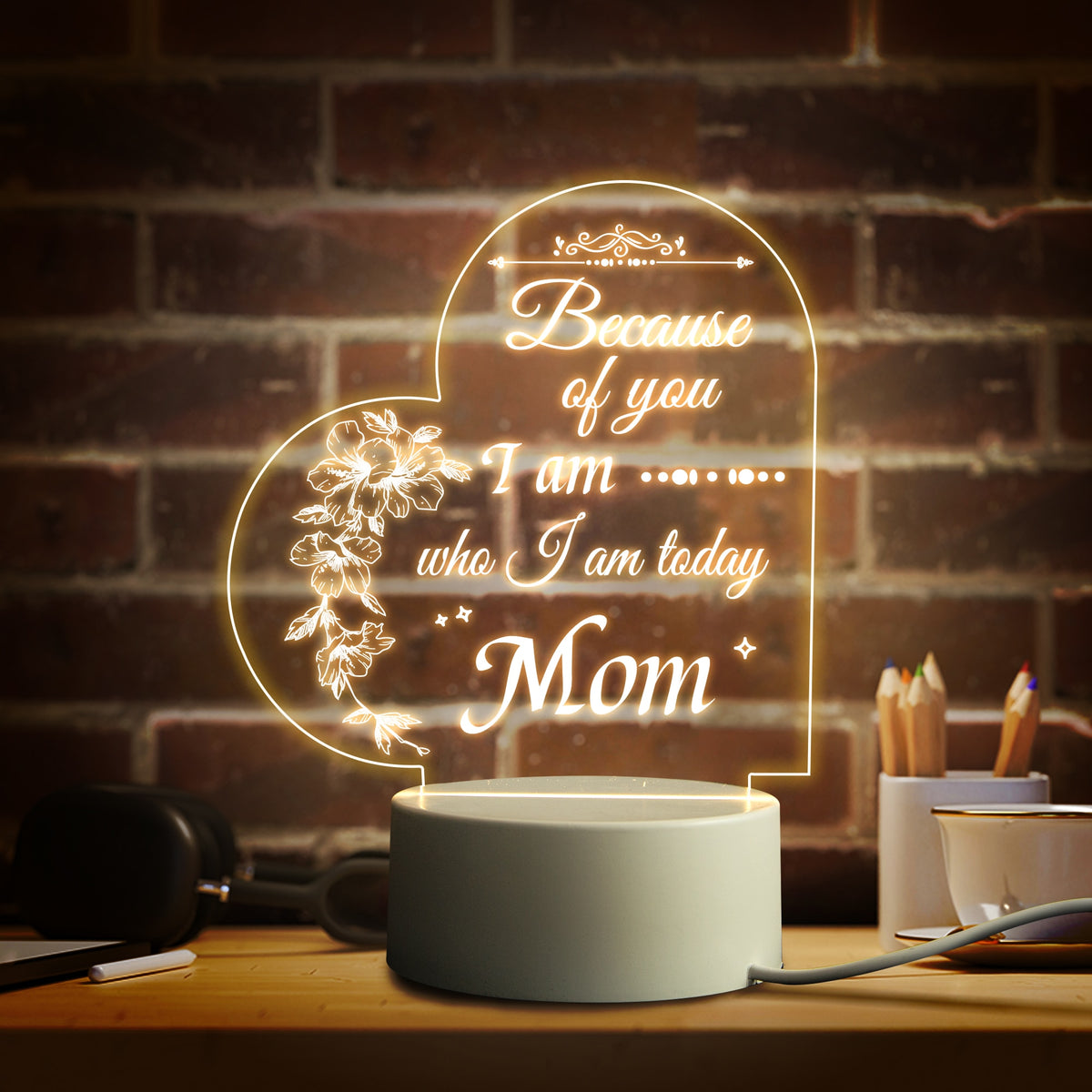 Mom Birthday and Mother Day Novelty Present Bedroom Night Light Decoration Lamp Thanksgiving Gift for Mommy