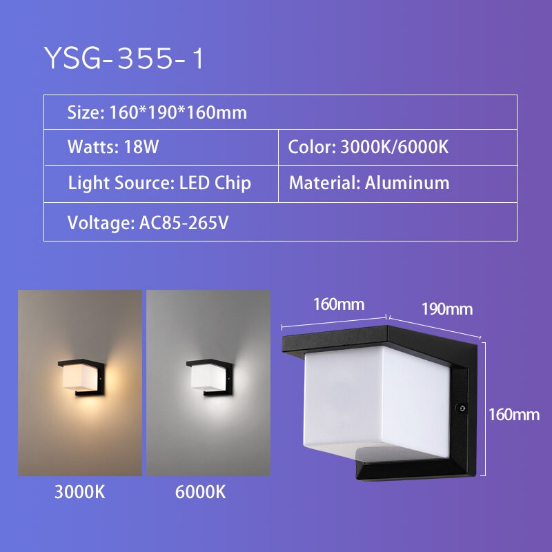 Outdoor Wall Light IP65 Waterproof Radar Sensor Aluminum For Porch Courtyard Patio Garden LED Lighting AC85-260V