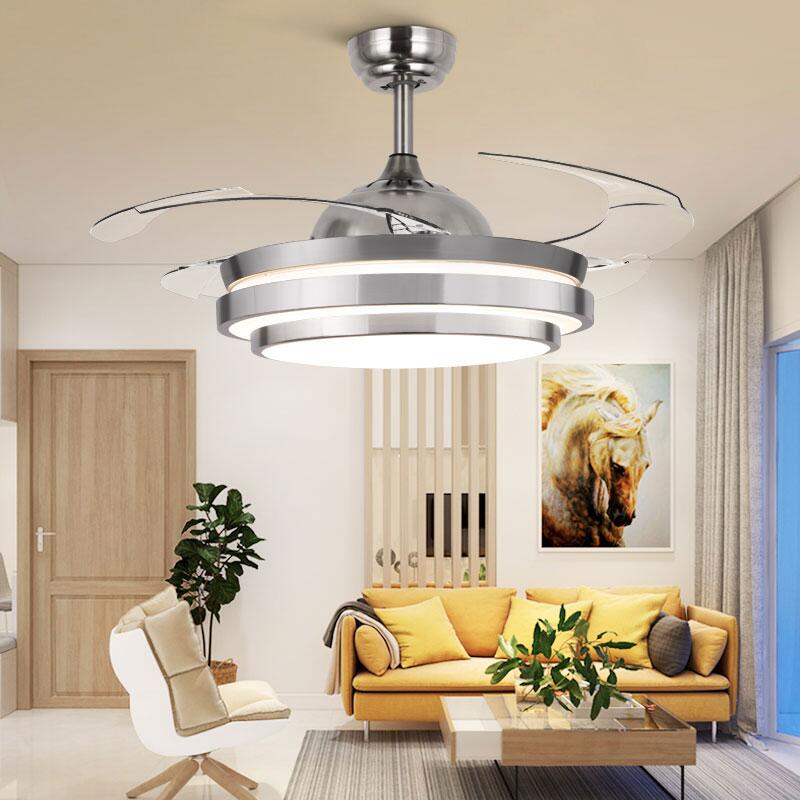 Modern Ceiling Fan Lights Lamps Remote Control 36 42 inch Gold Silver Led lumiere Dining room Bedroom Fan Lighting Free Shipping