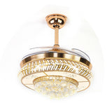 Modern Crystal Invisible Ceiling Fan Light with Remote Control Chandelier for Living Room Application