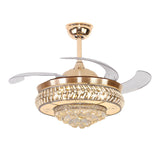Modern Crystal Invisible Ceiling Fan Light with Remote Control Chandelier for Living Room Application