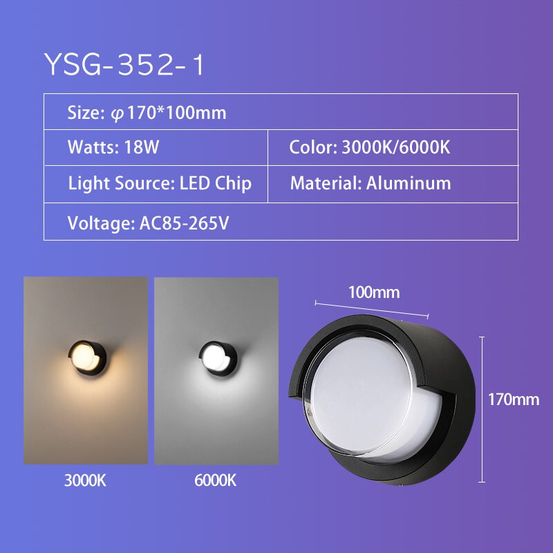 Outdoor Wall Light IP65 Waterproof Radar Sensor Aluminum For Porch Courtyard Patio Garden LED Lighting AC85-260V