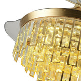 OUKANING 42'' Modern Crystal Dimmable LED Ceiling Light Chandelier Lamp With Fan + Remote for Home Application