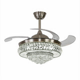 Modern Crystal Invisible Ceiling Fan Light with Remote Control Chandelier for Living Room Application