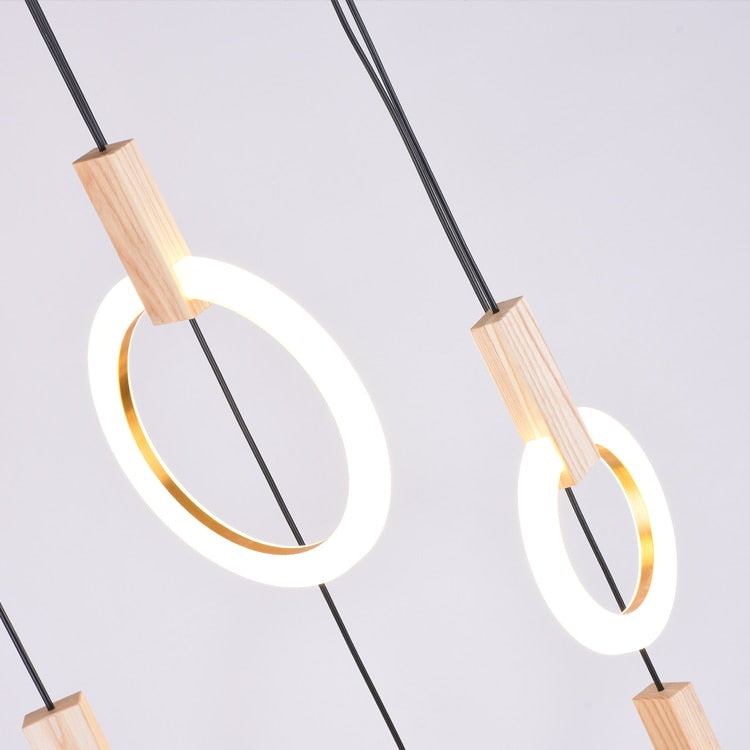 Modern LED chandelier Nordic living room ring hanging lights bedroom fixtures stair lighting home illumination long pendant lamp