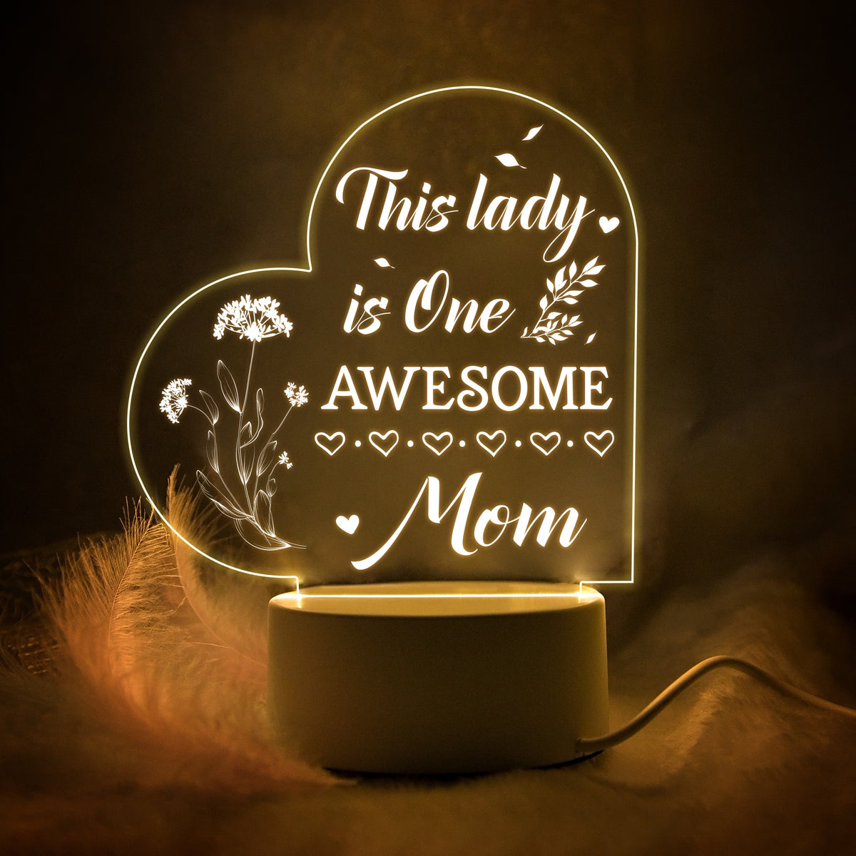 Mom Birthday and Mother Day Novelty Present Bedroom Night Light Decoration Lamp Thanksgiving Gift for Mommy