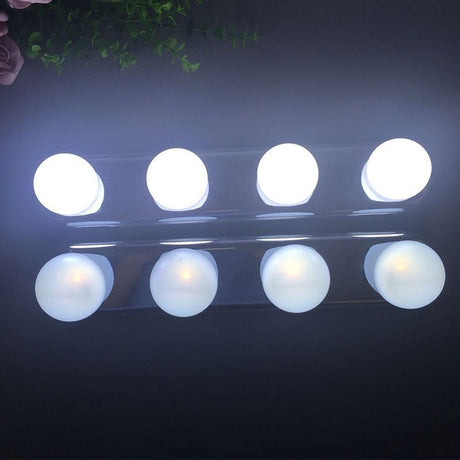 1Pc Portable 4 LED Bulbs Makeup Mirror Light Wall-mounted Battery Powered Dressing Table Vanity Lamp