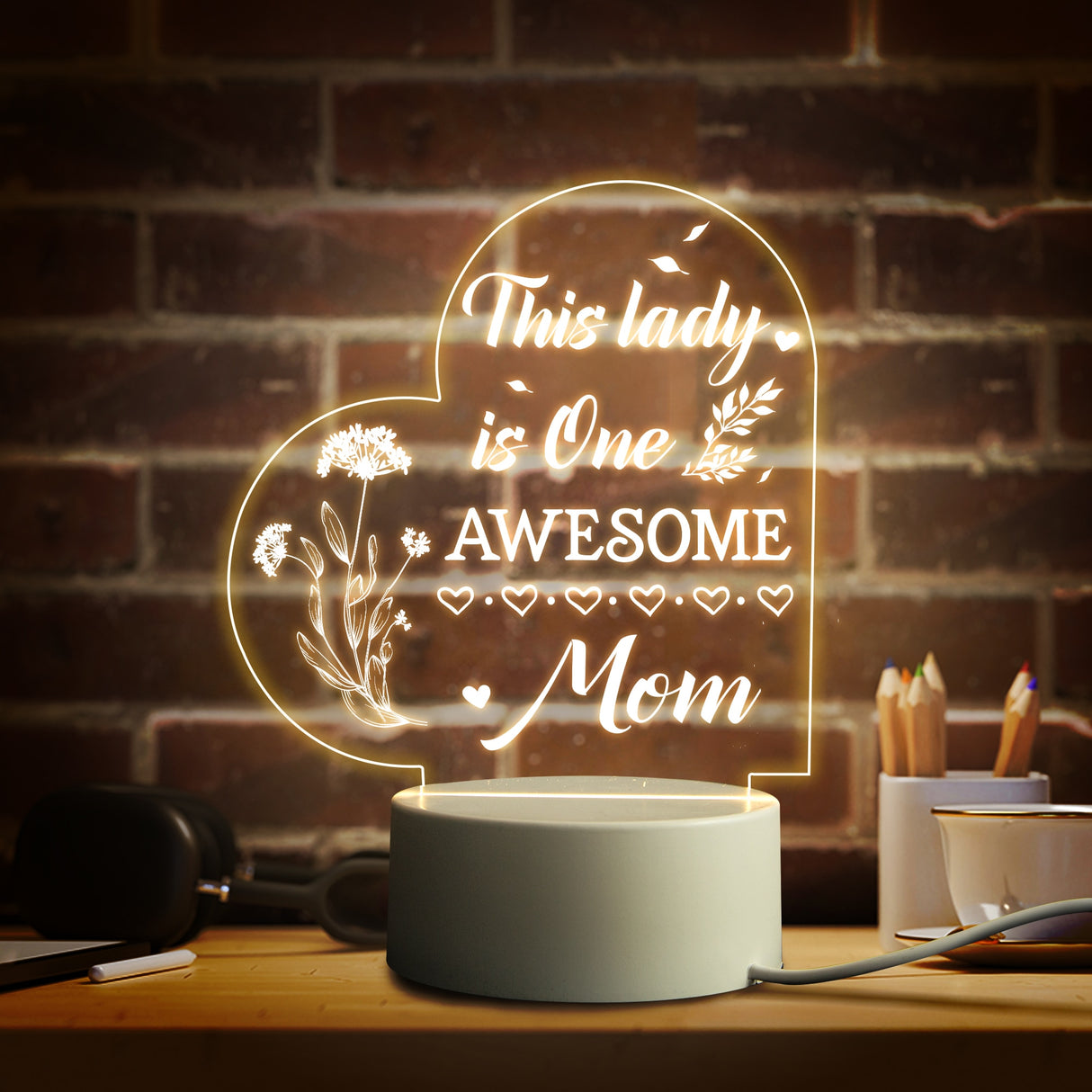 Mom Birthday and Mother Day Novelty Present Bedroom Night Light Decoration Lamp Thanksgiving Gift for Mommy