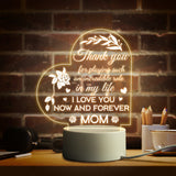 Mom Birthday and Mother Day Novelty Present Bedroom Night Light Decoration Lamp Thanksgiving Gift for Mommy