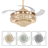 Modern Crystal Invisible Ceiling Fan Light with Remote Control Chandelier for Living Room Application
