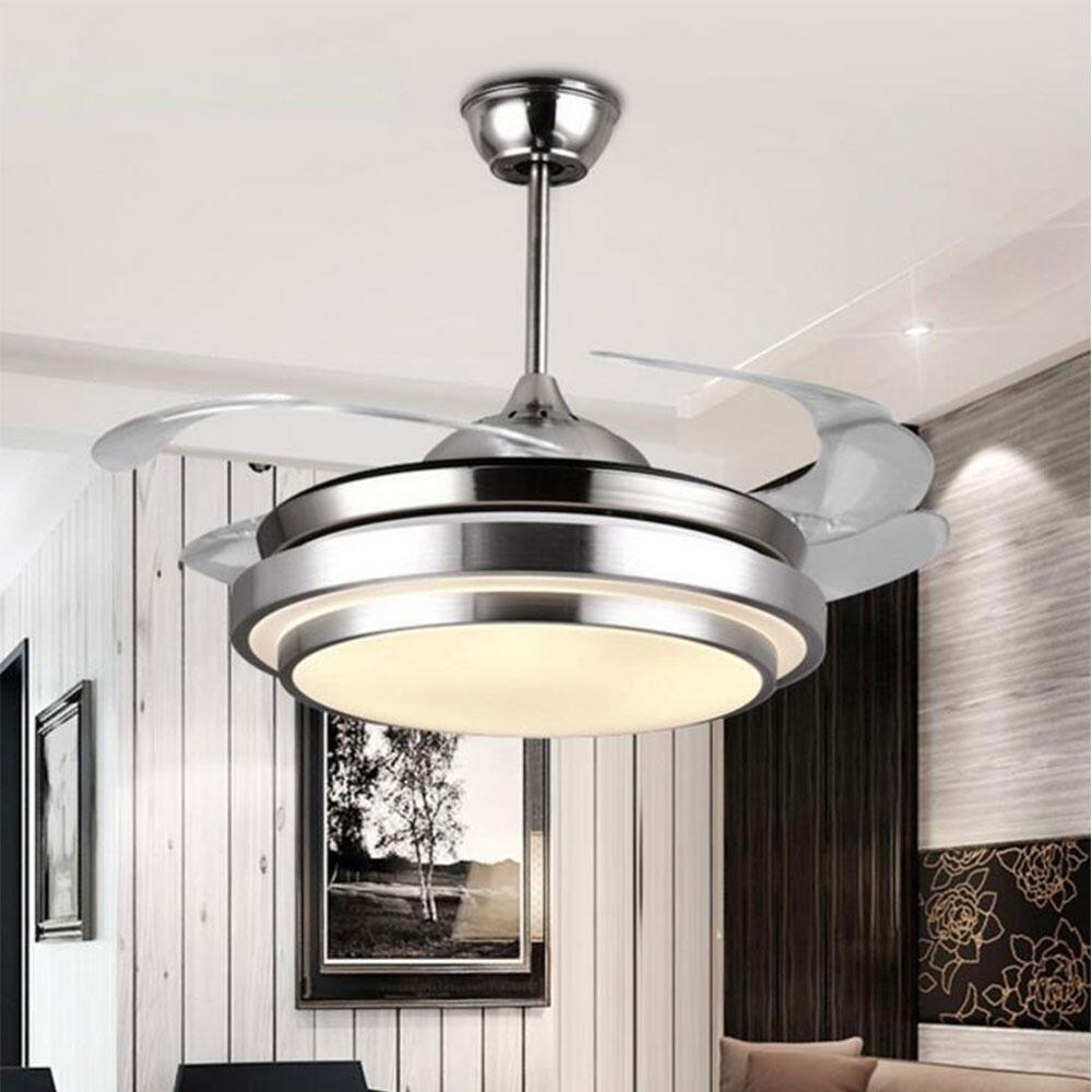 Modern Ceiling Fan Lights Lamps Remote Control 36 42 inch Gold Silver Led lumiere Dining room Bedroom Fan Lighting Free Shipping