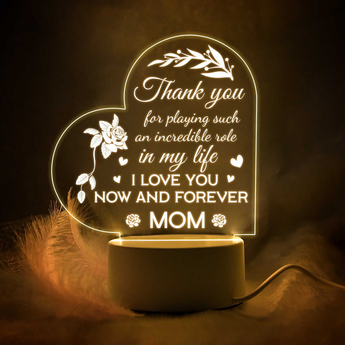 Mom Birthday and Mother Day Novelty Present Bedroom Night Light Decoration Lamp Thanksgiving Gift for Mommy