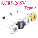 White 1W 3W led recessed cabinet mini spot light downlight DC12V jewelry show Include With Driver Ceiling light lamp AC85-265V