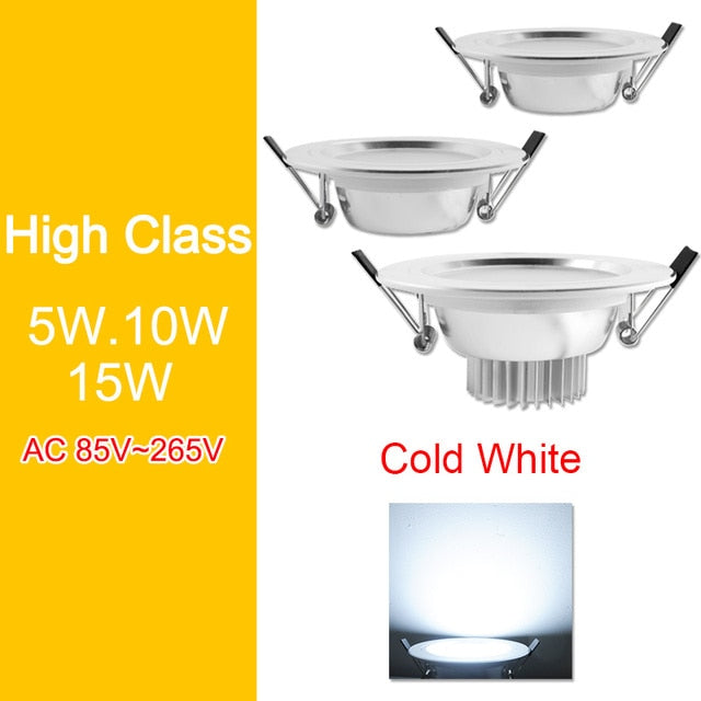 downlight 3W 5W 9W 12W 15W 18W led downlight Silver White Ultra Thin Aluminum AC110V 220V 240V Round Recessed LED Spot Lighting
