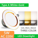 led downlight 3W 5W 9W 12W 15W 18W downlight gold Silver White Ultra Thin Aluminum AC220V 240V Round Recessed LED Spot Lighting