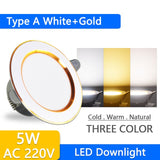 new LED Downlight 3W 5W 9W 12W 15W 18W Recessed Round LED Ceiling Lamp AC 220V 230V 240V Indoor down Lighting six color
