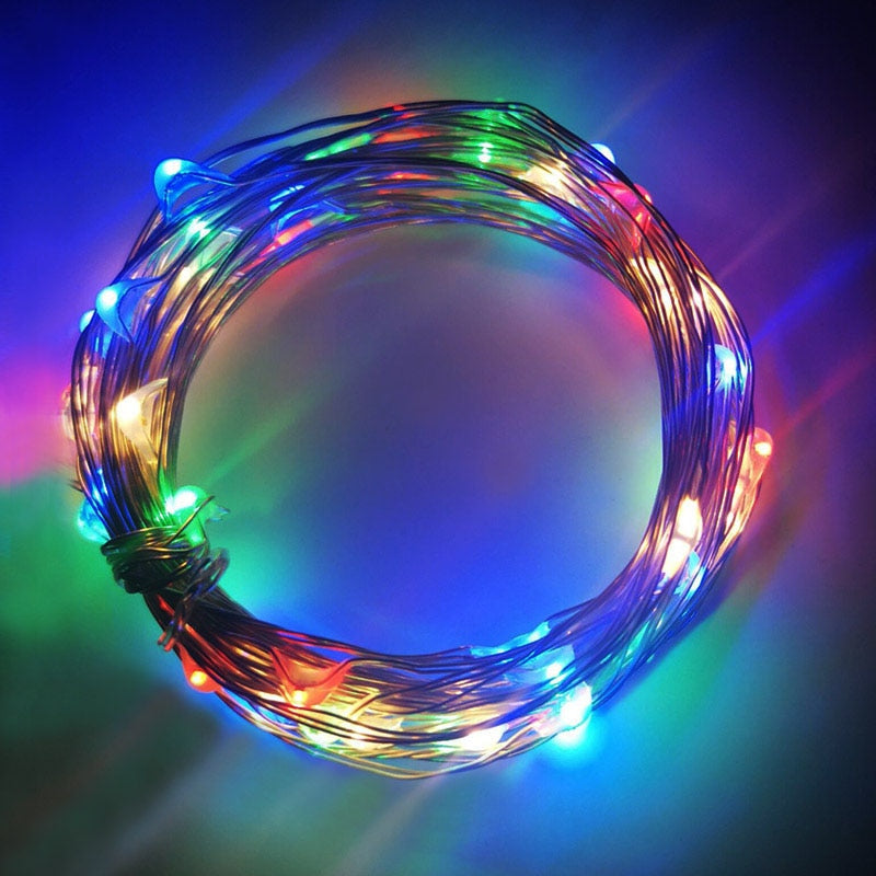 LED String Light Fairy light Battery waterproof Silver Wire Christmas Halloween USB Xmas Decoration Romantic lights 1/2/3/5/10M