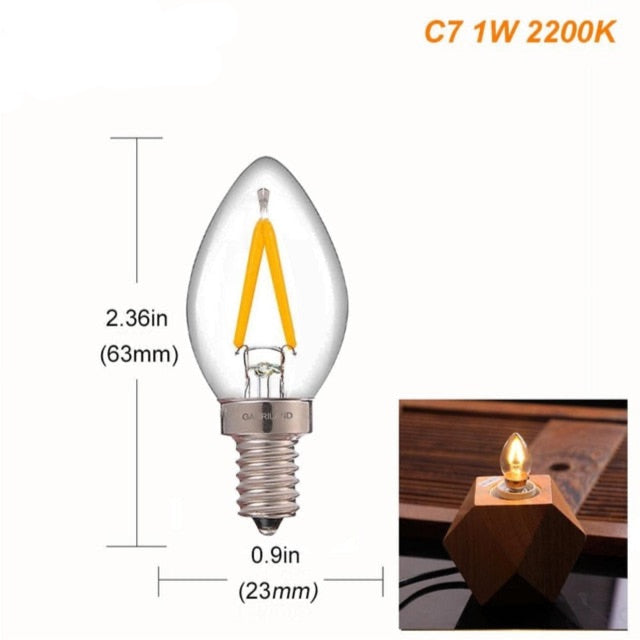E14 Led Dimmable Bulb E12 E14 220V 0.5W 1W 2W LED Lamp LED Filament Night Light Chandelier LED Edison Bulbs C7 T20 T22