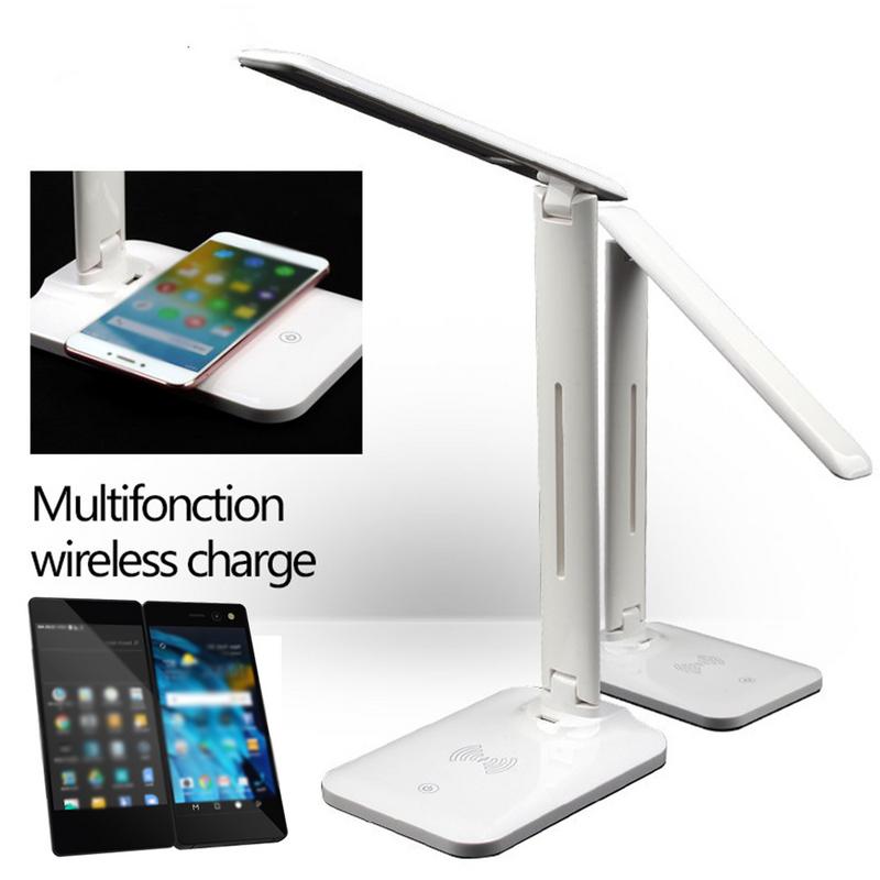 LED Table Lamp Dimming Desk Lamp With QI Wireless Charger USB Output Port Adjustable Light Flexible Modern Office Table Light