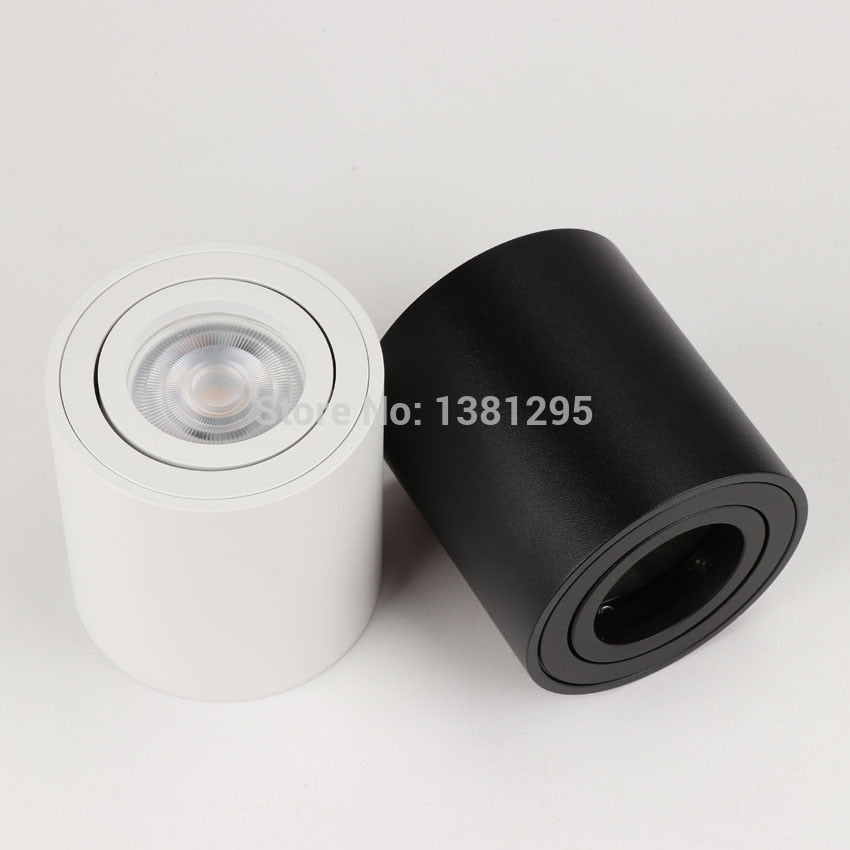 Adjustable LED Round Surface Mount Trim less Downlight GU10 Fixture Cylinder Ceiling Down Spot Light Bedroom Lamp GU10 Fitting