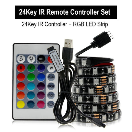 USB LED Strip 5050 RGB Changeable 5V Waterproof / No Waterproof  with USB Controller Set DIY TV Decoration LED Light.