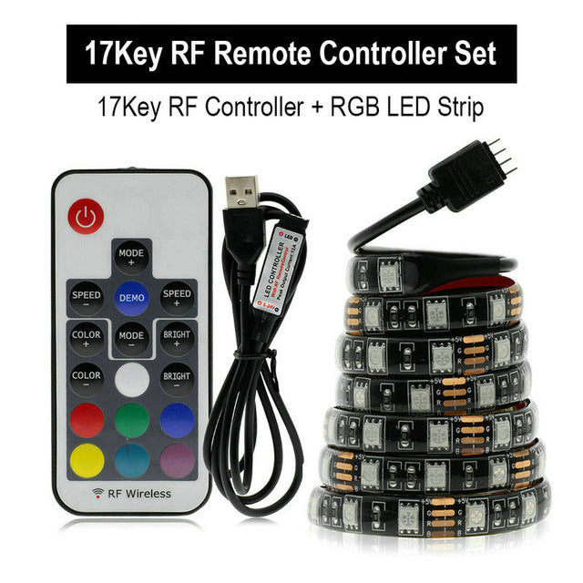 USB LED Strip 5050 RGB Changeable 5V Waterproof / No Waterproof  with USB Controller Set DIY TV Decoration LED Light.