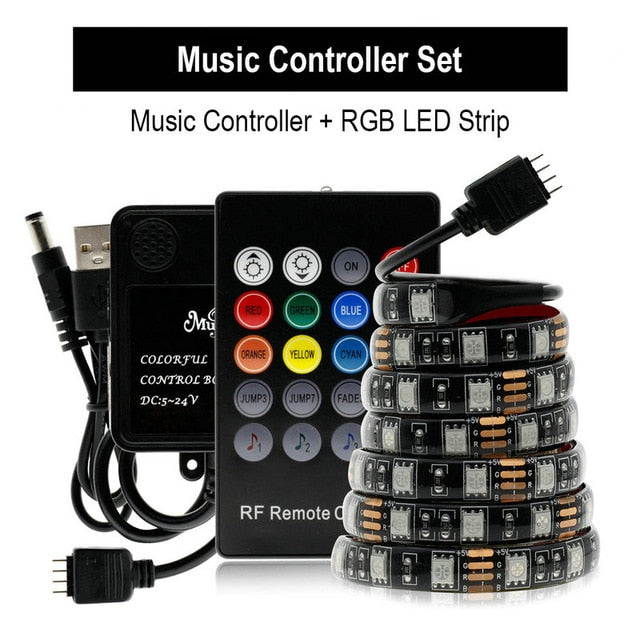 USB LED Strip 5050 RGB Changeable 5V Waterproof / No Waterproof  with USB Controller Set DIY TV Decoration LED Light.