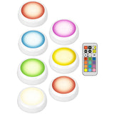 RGBW 13 Colors LED Under Cabinet Light Dimmable Timing LED Puck Lights Wireless Downlight Spotlights For Close Wardrobe Stair