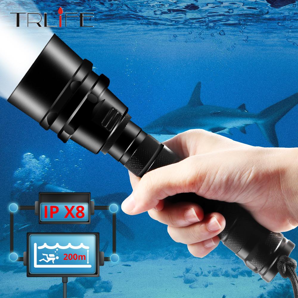 Professional Diving Flashlight XML-T6 L2 Portable Scuba Dive torch 200M Underwater IPX8 Waterproof 18650 Flashlights