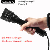 Professional Diving Flashlight XML-T6 L2 Portable Scuba Dive torch 200M Underwater IPX8 Waterproof 18650 Flashlights