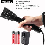 Professional Diving Flashlight XML-T6 L2 Portable Scuba Dive torch 200M Underwater IPX8 Waterproof 18650 Flashlights