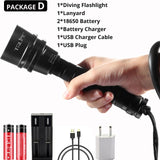 Professional Diving Flashlight XML-T6 L2 Portable Scuba Dive torch 200M Underwater IPX8 Waterproof 18650 Flashlights