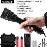 Professional Diving Flashlight XML-T6 L2 Portable Scuba Dive torch 200M Underwater IPX8 Waterproof 18650 Flashlights