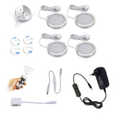 LED Under Cabinet Light Kitchen Puck Under Counter Lights Wireless RF Remote Dimmable Shelf Furniture Lighting 4 Lamps Warm