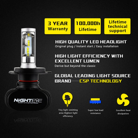 Night eye Led H4 H7 H8 H9 H11 8000LM 50W 6500K Car LED Headlights White Fog Lamps 9005 HB3 9006 HB4 Fog Light Bulbs